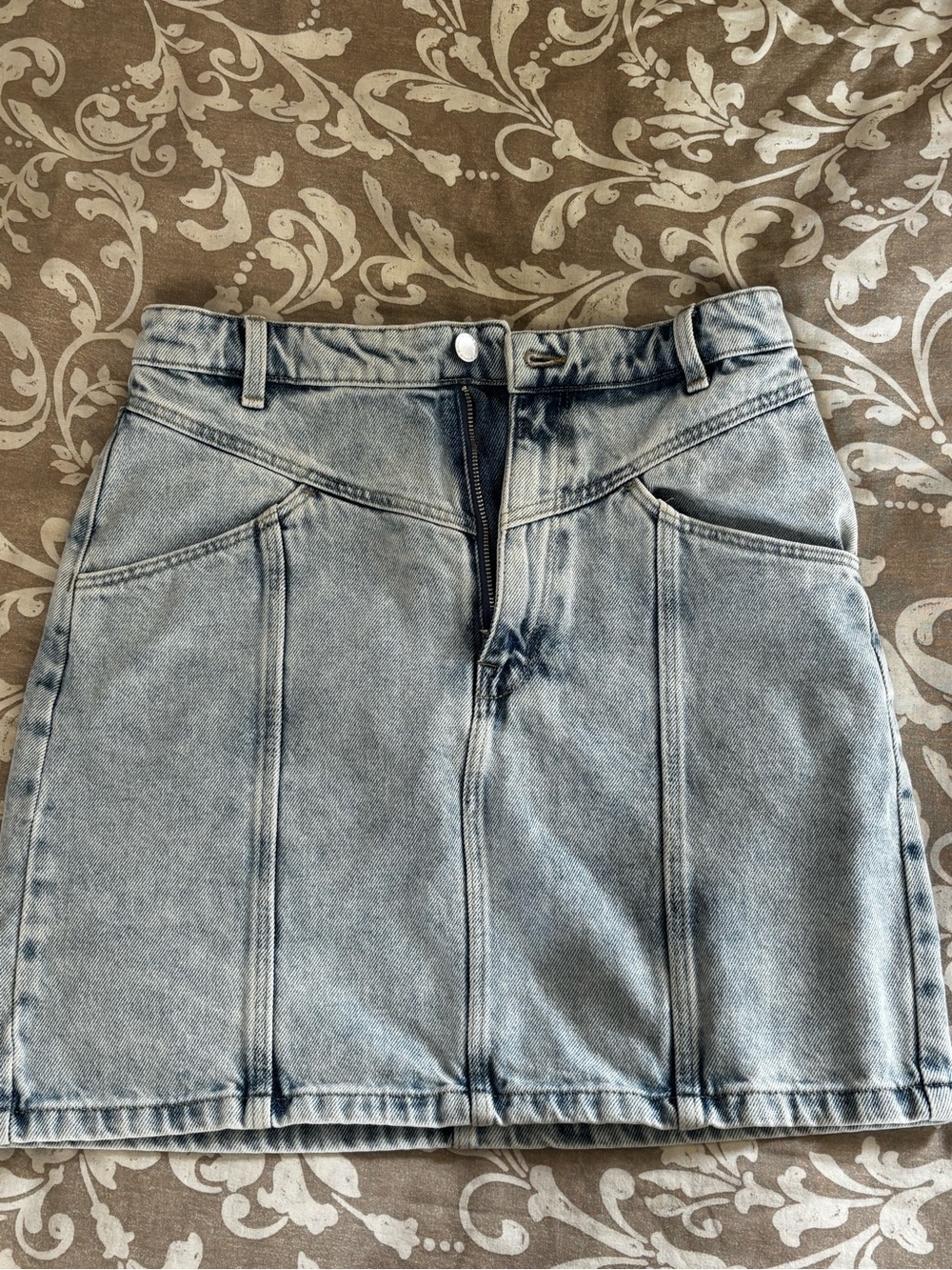 H&M Acid Washed Blue Denim Mini Skirt